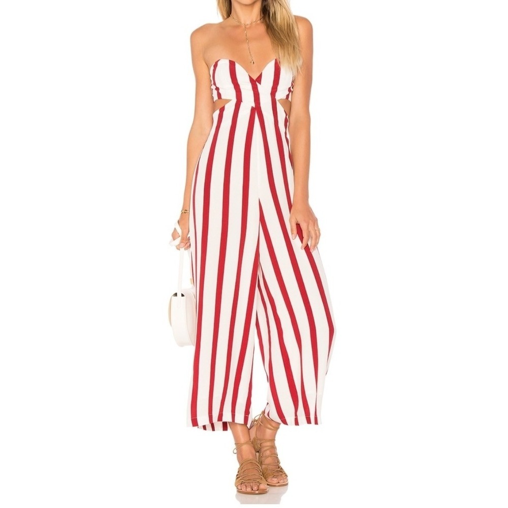 House of Harlowe x Revolve Joelle Jumpsuit Womens S Red Boho Coastal Resort